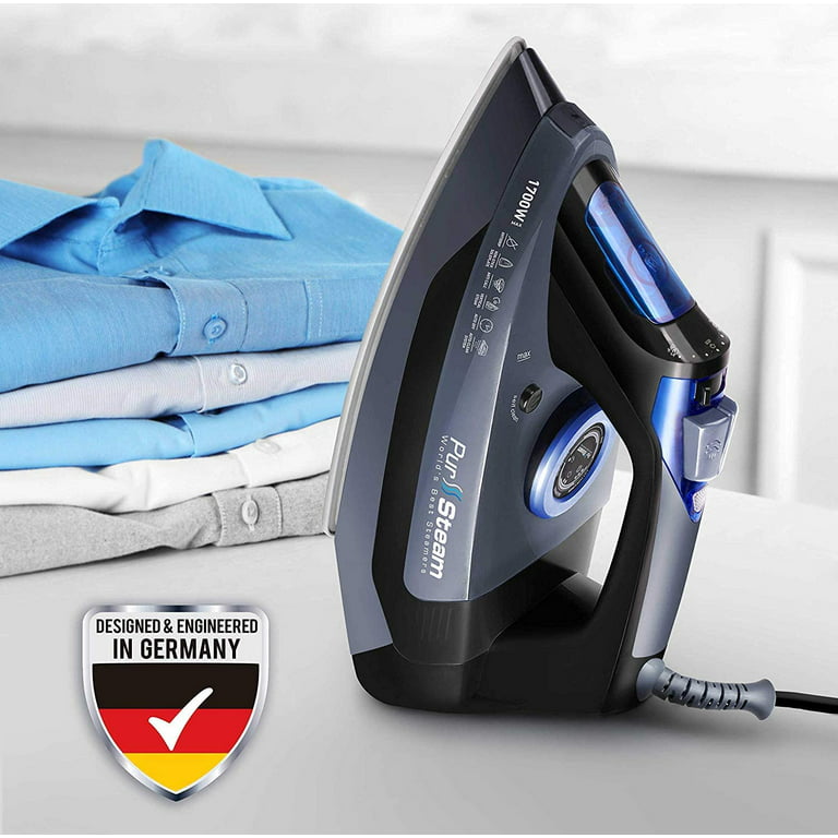PurSteam Professional Grade 1700W Steam Iron for Clothes with Rapid Even  Heat Scratch Resistant Stainless Steel Sole Plate 