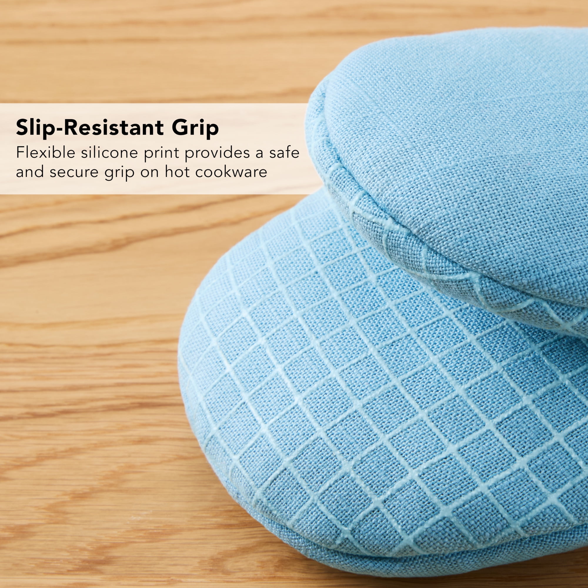 KITCHENAID Gourmet Series Gridlines Mini Oven Mitts 2-Pack Set, Heat Resistant up to 600°F, Soft Silicone Grip, Magnetic Cuff, Blue Velvet, 5.5"x9"