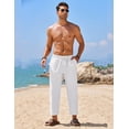 thumbnail image 5 of COOFANDY White Linen Pants for Men Summer Lightweight Casual Trousers Yoga Beach Pants, 5 of 10