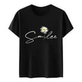 thumbnail image 4 of LUOGENLI T-shirts pour Femmes Motif Tournesol Col Rond Manches Courtes T-shirts Graphiques 4TG T-shirts Graphiques Pâques Noir TTTG, 4 of 6