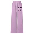 thumbnail image 5 of Girls Bow Sweatpants Wide Leg Straight Cut Baggy Casual Pants with Drawstring Waist for Everyday Wear 2026 Light Purple 160, 5 of 6