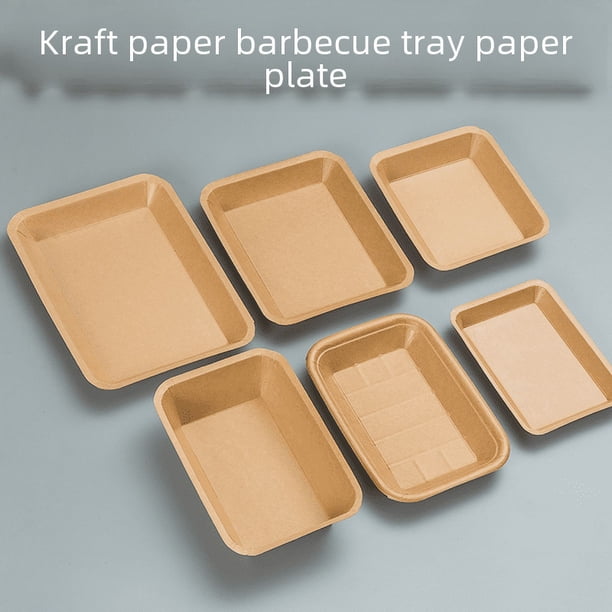 Plato desechable Plato de barbacoa Plato de cena Plato de papel Plato comercial Papel Kraft Bandeja rectangular Vajilla Caja de fiesta