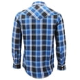 thumbnail image 2 of Men’s Western Pearl Snap Button Down Casual Long Sleeve Plaid Cowboy Shirt (#4 Blue/Black, 4XL), 2 of 3