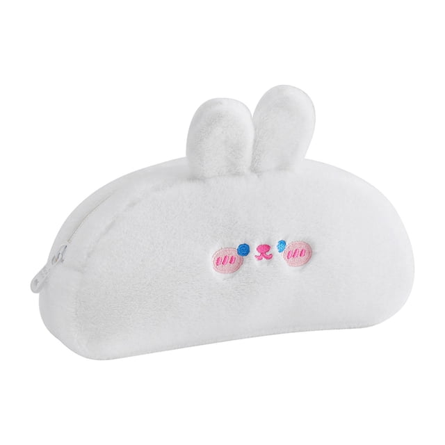 Estuche de peluche para lápices, bolsa de papelería con forma de animal de peluche, estuche para bolígrafos, lindo estuche para lápices de dibujos animados. blanco