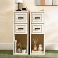 thumbnail image 1 of BERRY NEST Narrow Nightstand Set of 2, Modern White Bedside Table with Drawers & Open Shelf, Modern End Table for Bedroom Small Spaces, Apartments, Renters, 1 of 9