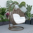 thumbnail image 4 of LeisureMod Mendoza Dark Brown Wicker Patio Double Swing Chair in White, 4 of 11