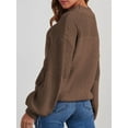 thumbnail image 3 of Women'S Casual Long Sleeve Sweaters Loose Crewneck Knit Solid Pullover Sweater Jumper Tops Coffee Color L, 3 of 5