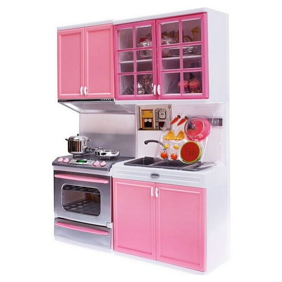 Flywake Christmas Gifts for Kids Deal All ! Xmas Gift Mini Kids Kitchen Pretend Play Cooking Set Cabinet Stove Girls Toy