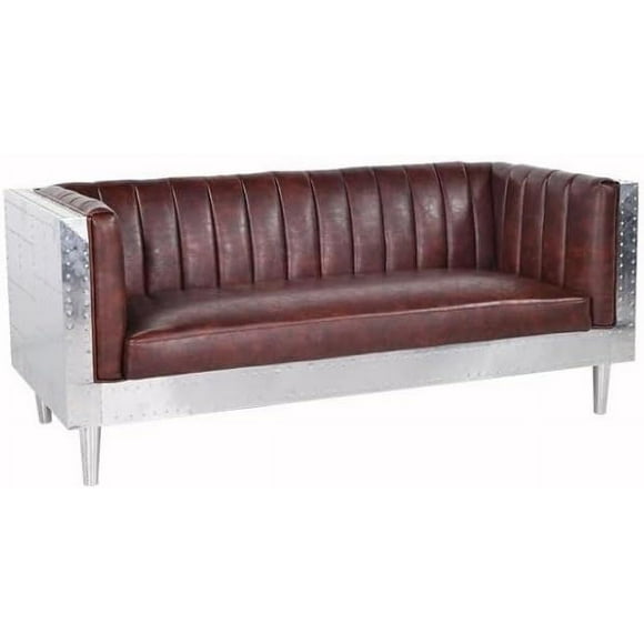 Nauticalmart Vintage Leather Couch Aviator Style Sofa Modern Design Aluminum Mid Century Furniture