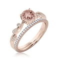 thumbnail image 3 of Twisted Boho & hippie 1.75 Carat Round Cut Morganite And Diamond Moissanite Engagement Ring Wedding Ring in 925 Sterling Silver With 18k Rose Gold Plating Promise Ring, Bridal Set, Matching Band, 3 of 3