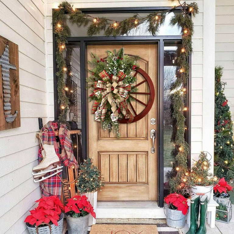 Vintage Christmas Decorations Wagon Wheels, Winter Wreath Vintage 