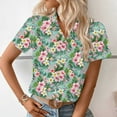 thumbnail image 4 of Youyipin Womens Tops Women's Hawaiian Button Down Shirts Casual Short Sleeve Floral Tropical Print Summer Blouse Tunic Top Beach Vacation Clothes For Women, 4 of 7