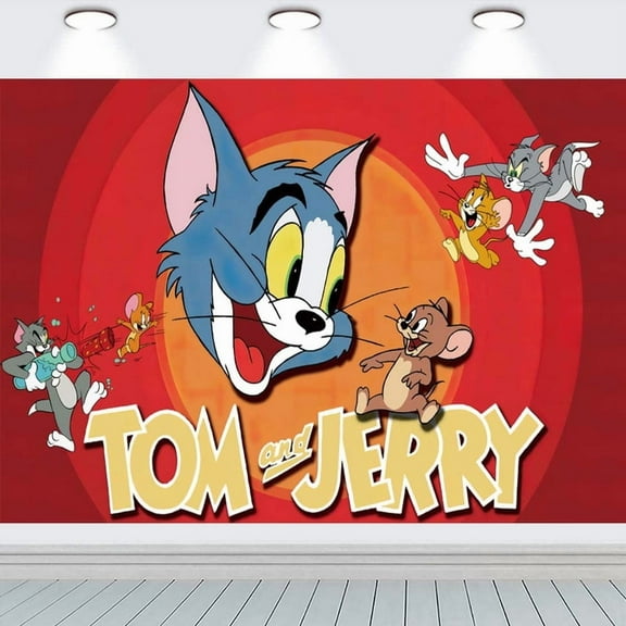 Tom and Jerry Party Supplies for Photography Taspestry Post Backdrop Banner Background Birthday Decorations