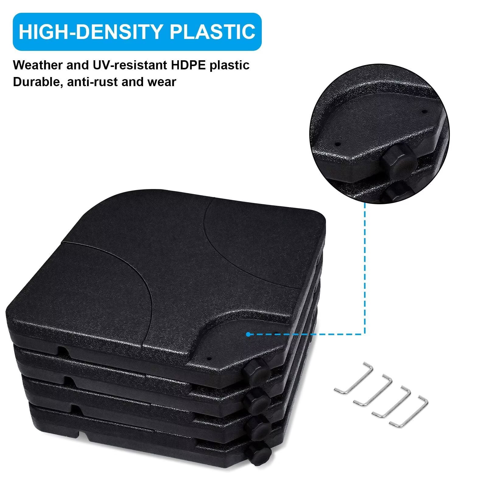 Simple Deluxe 4pcs 176lb Capacity Cantilever Offset Patio Umbrella Base Water Sand/Filled Outdoor Heavy-Duty, Black, Square
