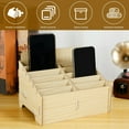 thumbnail image 2 of Lindbes 48-Grid Wooden Cell Phone Holder Desktop Organizer Storage Box for Classroom Office (48-Grid), 2 of 10
