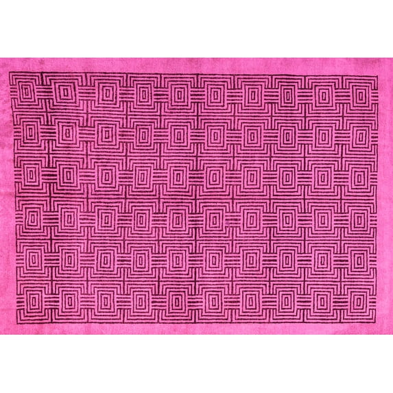 Ahgly Company Indoor Rectangle Abstract Pink Modern Area Rugs, 5' x 8'