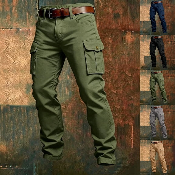 Men's Ripstop Tactical Cargo Pants Made of 100% Cotton, Durable Multi Pocket Long Trousers for Outdoor, Hunting, Hiking and Daily Work Wear Army Green-A