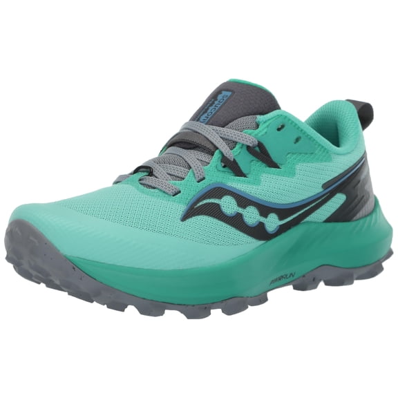 Saucony Women's Peregrine 14 Sneaker, Mint/Shadow, 5