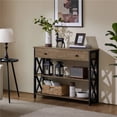 thumbnail image 2 of Topeakmart X Design Console Table w/ 1 Drawer & 2 Shelves, Taupe Wood, 2 of 7