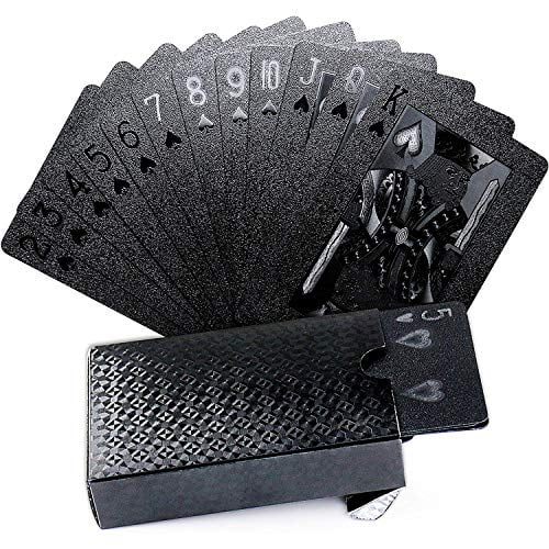 1Gold + 1 Sliver Poker Cards Set Cool Black Playing Cards Skull Pattern Playing Cards Professional Waterproof Playing Cards for Kids & Adults on Party and Games Yeedao 2 Decks