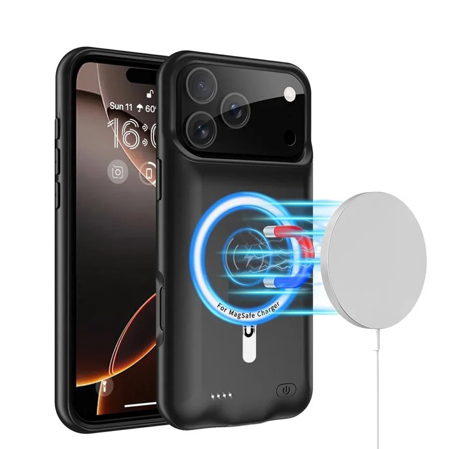 Slim Charging Case with Msafe Charging (7000 mAh) for iPhone 17 Pro Max - Black