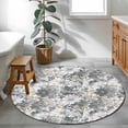 thumbnail image 4 of Spring Botanical Round Rug 3.3ft Washable Circle Entryway Rugs Non Slip Country Floral Leaves Gray Brown Area Rug Indoor Floor Carpet for Bedroom Kitchen Living Room Home Office Dining Room Nursery, 4 of 8
