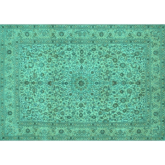 Ahgly Company Indoor Rectangle Persian Turquoise Blue Traditional Area Rugs, 5' x 7'