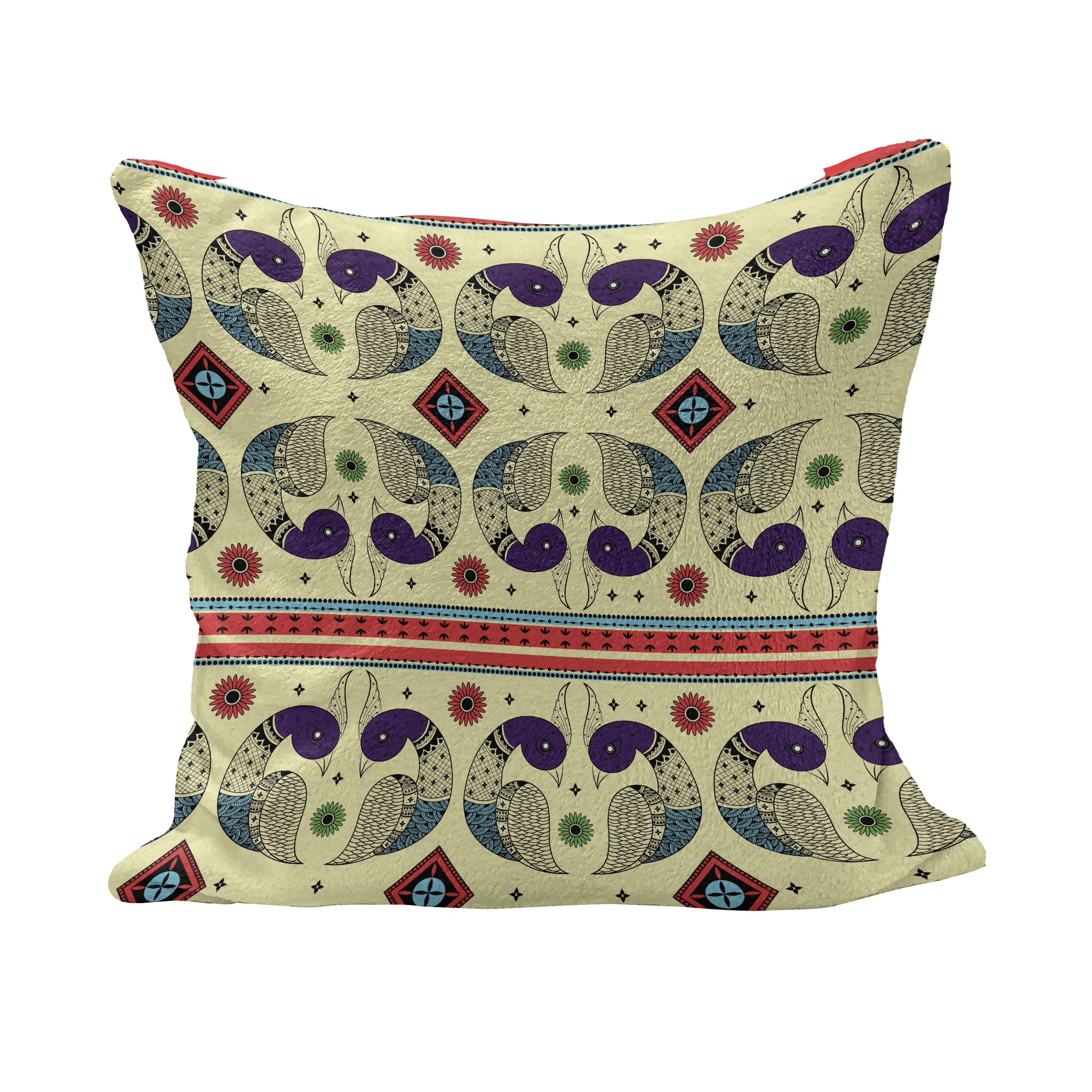 Indian Suzani Cushion Cover Boho Sham Vintage Embroidered Round Pillowcase 16" 