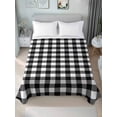 thumbnail image 4 of Black White Plaid Flat Sheet Only Twin Size, Soft Breathable Bed Top Sheets for Mattress, Modern Simple Buffalo Check Gingham Luxury Bedding Flat Sheets for Home Hotel Bedroom Bed Protection, 4 of 9
