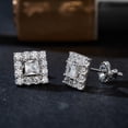 thumbnail image 5 of KIJ 1 Carat Princess Cut Square Moissanite Stud Earrings, 925 Sterling Silver 14K White Gold Plated VVS1 Gra Certified Hypoallergenic Gifts for Men Women, 5 of 12