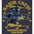 thumbnail image 2 of Women's Star Wars: The Mandalorian Razor Crest Hang On Kid Graphic Tee Navy Blue Medium, 2 of 5