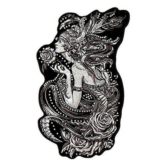 FLAPPER WITH BANNER, Iron-On / Saw-On, Heat Sealed Backing Rayon PATCH - 5" x 8"