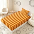 thumbnail image 5 of Manfei Geometric Stripe Twin Sheets,Contemporary Minimalist Bedding, Orange Yellow, Reversible 3 Pieces1 Flat Sheet + 1 Fitted Sheet + 1 Pillowcase, 5 of 6