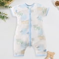 thumbnail image 2 of KPOPLK Baby Boy Outfit Clothes Newborn Romper One Piece Fashion Embroidery Striped Collared Bodysuit Infant Clothes(1-2 Years,Light Blue), 2 of 8
