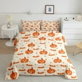 thumbnail image 2 of jejeloiu Kawaii Pumpkin Bats Queen Comforter Set,Happy Halloween Bedding Sets,Orange Beige Stars Bedding Comforter Set For Child,Microfiber Bedroom Decor Reversible,3pcs, 2 of 8
