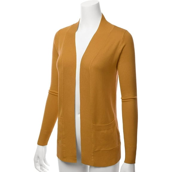 TheLovely Women & Plus Open Front Drape Classic Knit Cardigan With Pockets