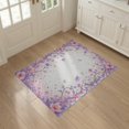 thumbnail image 3 of ODIKA 3'x5' Washable Throw Rug Purple Pink Pastel Fairy Tale Design Whimsical Floral Stripes with Stars and Bows for Entryway, Kitchen, Mudroom, Stain Resistant, Low Profile, Non-Slip, 3 of 7
