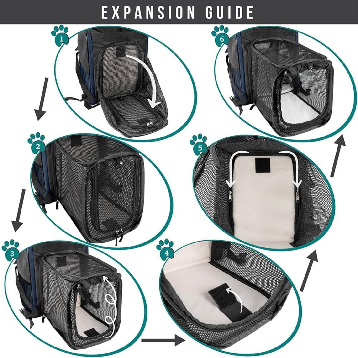 Dog Cat Backpack Carrier, Expandable Pet Carrier Backpack for Travel Hiking, Small Medium Dog Puppy Large Cat Carrying Backpack,
