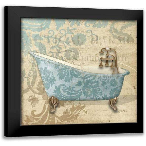 Stimson, Diane 12x12 Black Modern Framed Museum Art Print Titled - Tub Damask 1
