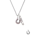 thumbnail image 2 of Delight Jewelry Silvertone Beaded Pink Crystal Horseshoe with Good Luck Silvertone Best Friends Forever Bar Charm Necklace, 23", 2 of 4