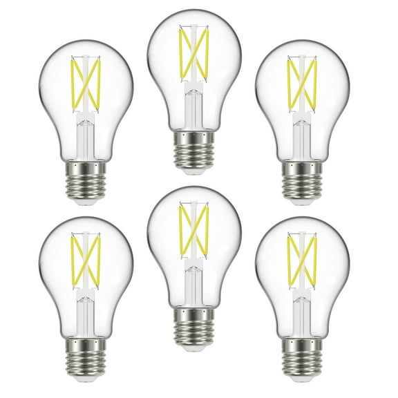 10.5W LED A19 - Clear - Medium Base - 4000K - 90 CRI - 120V - 6-Pack