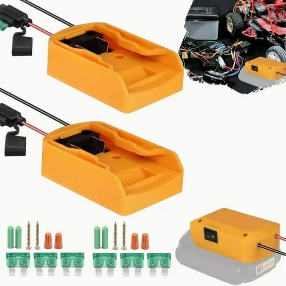 2 Packs Power Wheel Adapter for Dewalt 20V Battery Adapter Power Wheels Battery Converter Kit with Fuses & Wire Terminals, 12AWG Wire, Power Connector for DIY Rc Car Toys, Robotics and Rc Truck