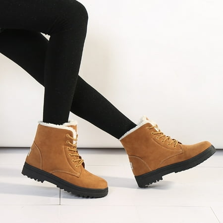 

Women s Round Toe Lace Up Boots Warm Faux Fur Lined Ankle Boots Women s Footwear