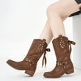 thumbnail image 2 of Ecetana Cowboy Boots for Women Western Booties Comfort Riding Rivet Mid Calf Boots, 2 of 7