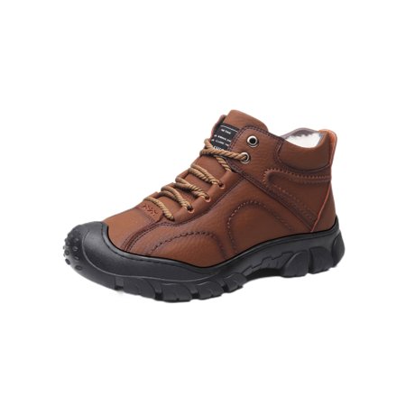 

Colisha Men Breathable Lace Up Winter Warm Shoes Outdoor Rubber Sole Ankle Boot Hiking Non-Slip Khaki 7.5