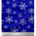 thumbnail image 1 of Soimoi Blue Cotton Duck Fabric Snow Flakes Floral Print Fabric by the Yard 56 Inch Wide, 1 of 3