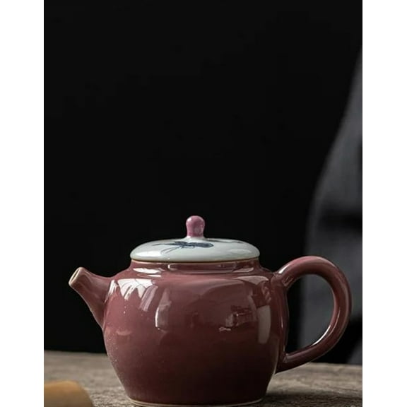 Tea Cup Set Household Anti Scalding Tea Making Kettle Teaware 150ml Creative Small Apple Pot Hand-painted Purple Butterfly Porcelain Teapot Teapots & Coffee Servers Travel Tea Set