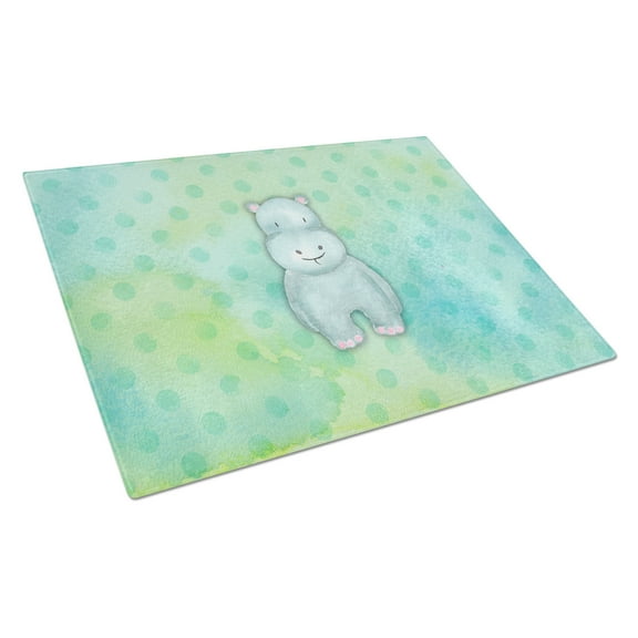 Caroline's Treasures Polkadot Hippopotamus Watercolor Glass Cutting Board Large