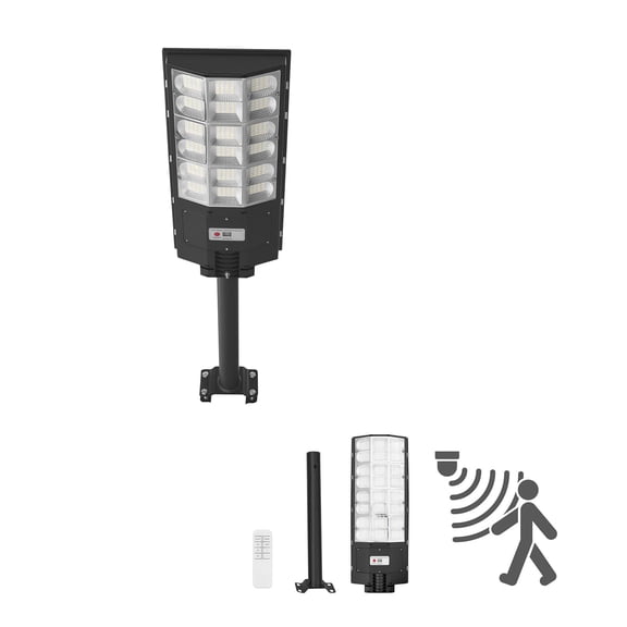 KFFKFF 12000W Solar Street Light Outdoor, 900000LM, Commercial Parking Lot Light with Dusk to Dawn Function, LED Flood Security Lamp Featuring Motion Sensor, IP65 Waterproof Wide Angle Lighting