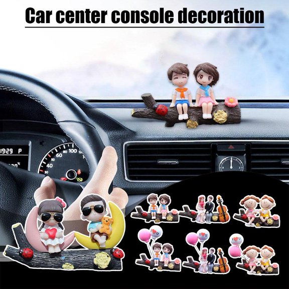 QHUDLV Cute Cartoon Couple Action Figures - Dashboard Ornaments for Cars